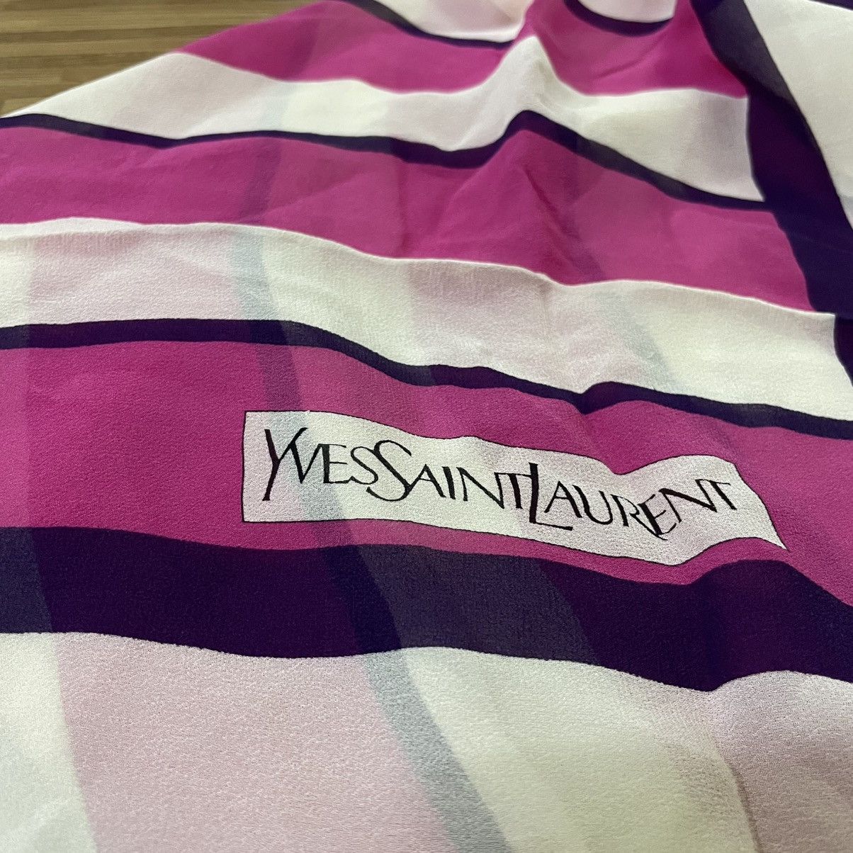 Yves Saint Laurent ysl big stripes silk scarf Size ONE SIZE - 2 Thumbnail