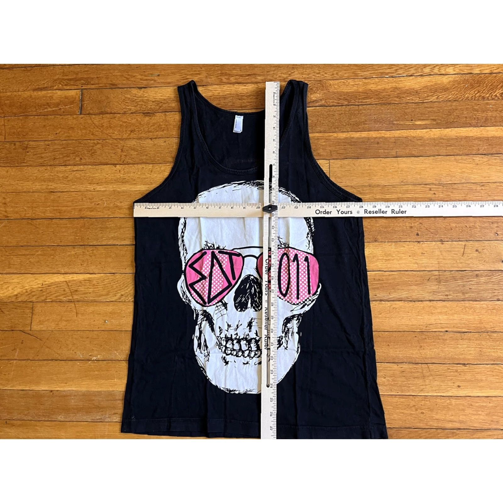 American Apparel Sigma Delta Tau Sorority Skull Tank Top Women’s Medium Black Tank Top Sleeveless Casual Size M / US 6-8 / IT 42-44 - 7 Thumbnail