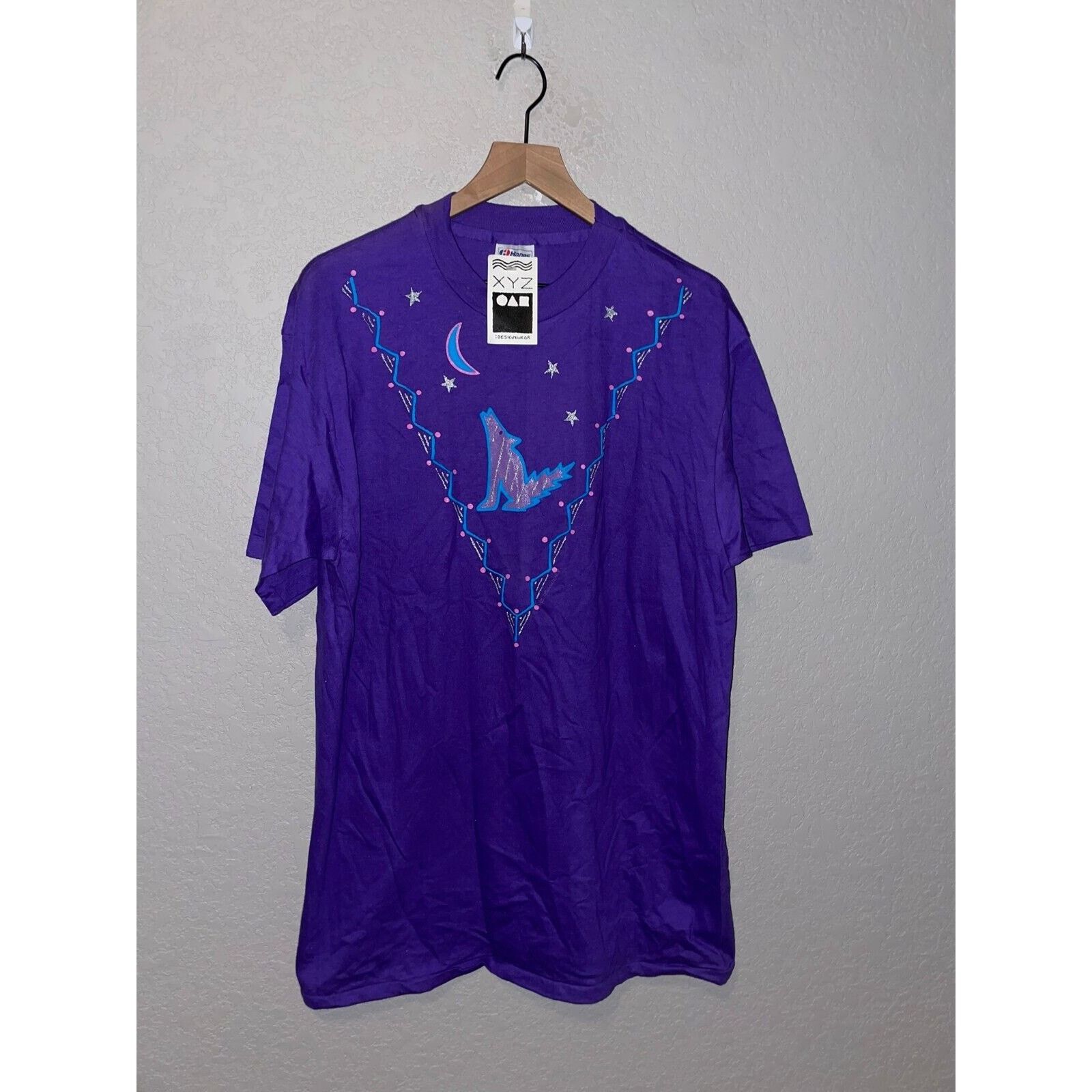 Hanes × Vintage Vintage Coyote Howling Shirt XYZ Art Artwork Tee 80s VTG XL Size US XL / EU 56 / 4 - 1 Thumbnail