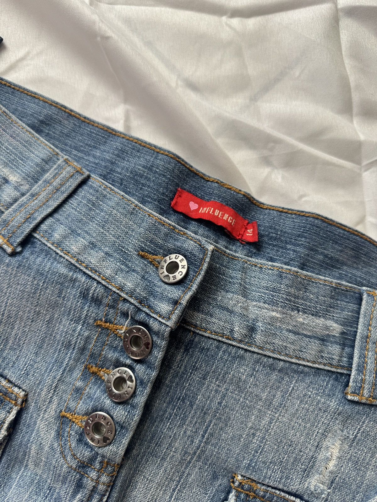 Hysteric Glamour Opium Y2K Bondage Distressed Washed Denim Mini Skirt Size 32" / US 10 / IT 46 - 8 Thumbnail
