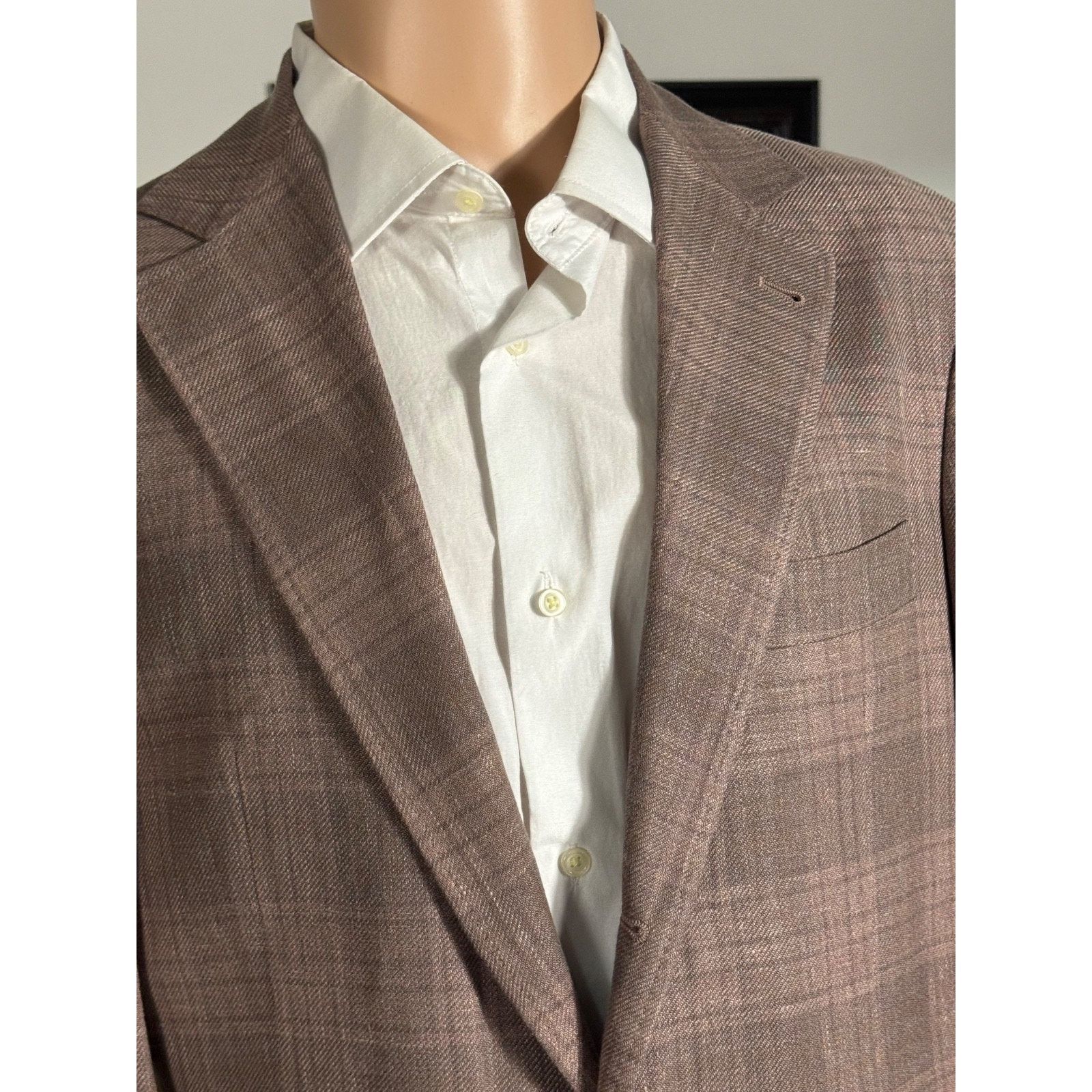 Brunello Cucinelli Brunello Cucinelli Peach/Brown Wool Linen silk Blazer 38R Size 38R - 5 Thumbnail