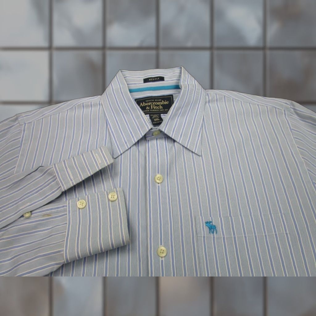 Abercrombie & Fitch VINTAGE Abercrombie & Fitch Button-Up Shirt Mens 2XL Blue Striped Slim Y2K 2000s Size US XXL / EU 58 / 5 - 1 Thumbnail
