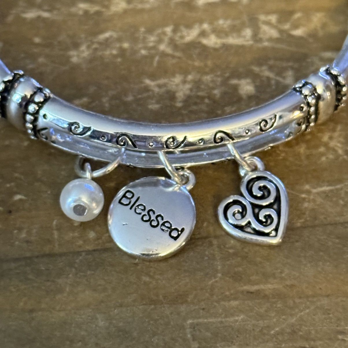 Other Silver tone Blessed stretch charm bracelet Size ONE SIZE - 4 Thumbnail