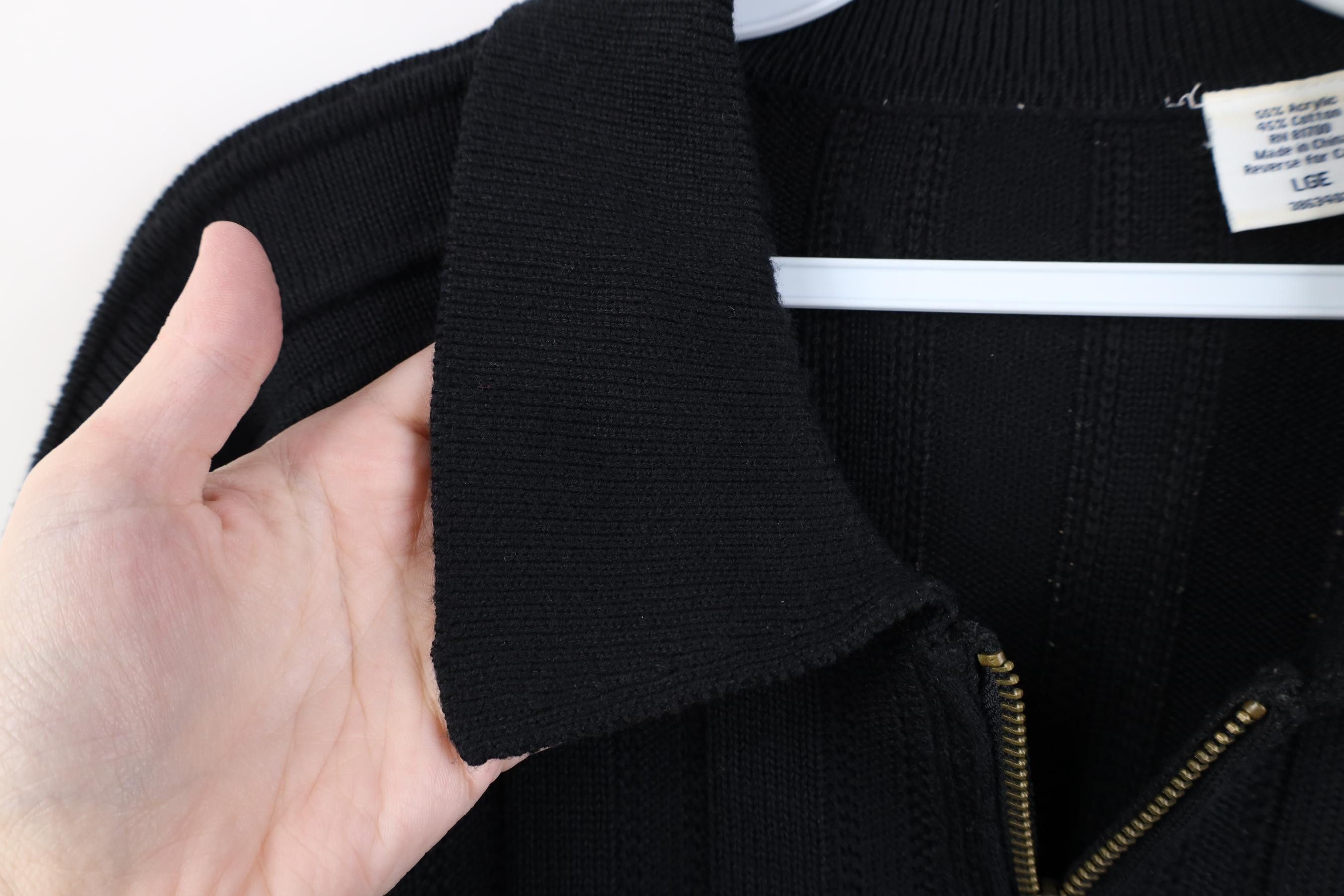 Vintage Vintage 90s Streetwear Ribbed Knit Collared Sweater Black Size US L / EU 52-54 / 3 - 6 Thumbnail