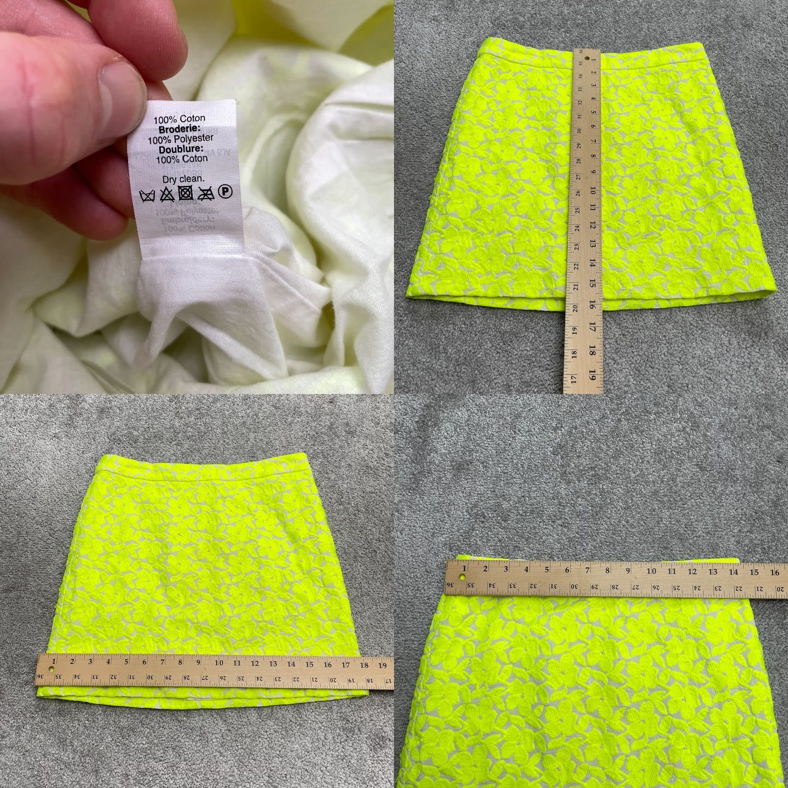 J.Crew J.Crew Embroidered Short Mini Pencil Skirt Womens 0 Neon Yellow Floral Casual Size 25" / US 0 / IT 36 - 8 Thumbnail