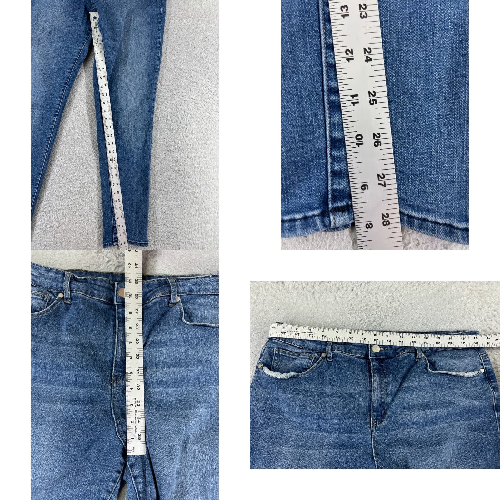 Denime Reba Jeans Womens 16W Blue Denim Skinny Straight Leg Mid Rise 31x28 Casual Size 38" / US 16 / IT 52 - 8 Thumbnail