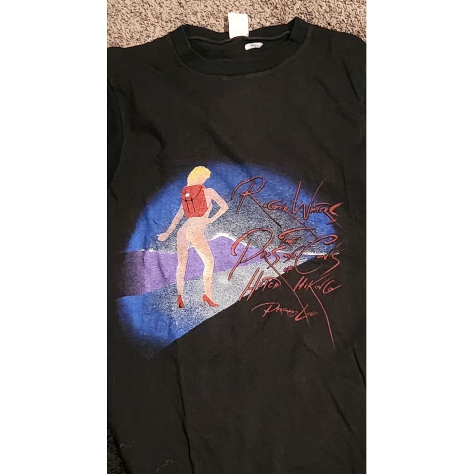 Vintage VINTAGE Roger Waters Pros & Cons Of Hitch Hiking Tank Shirt Pink Floyd XL T-Shirt Unisex Adults Black Cotton Graphic Print 80s Band Rock Retro Modern? Size US XL / EU 56 / 4 - 2 Thumbnail