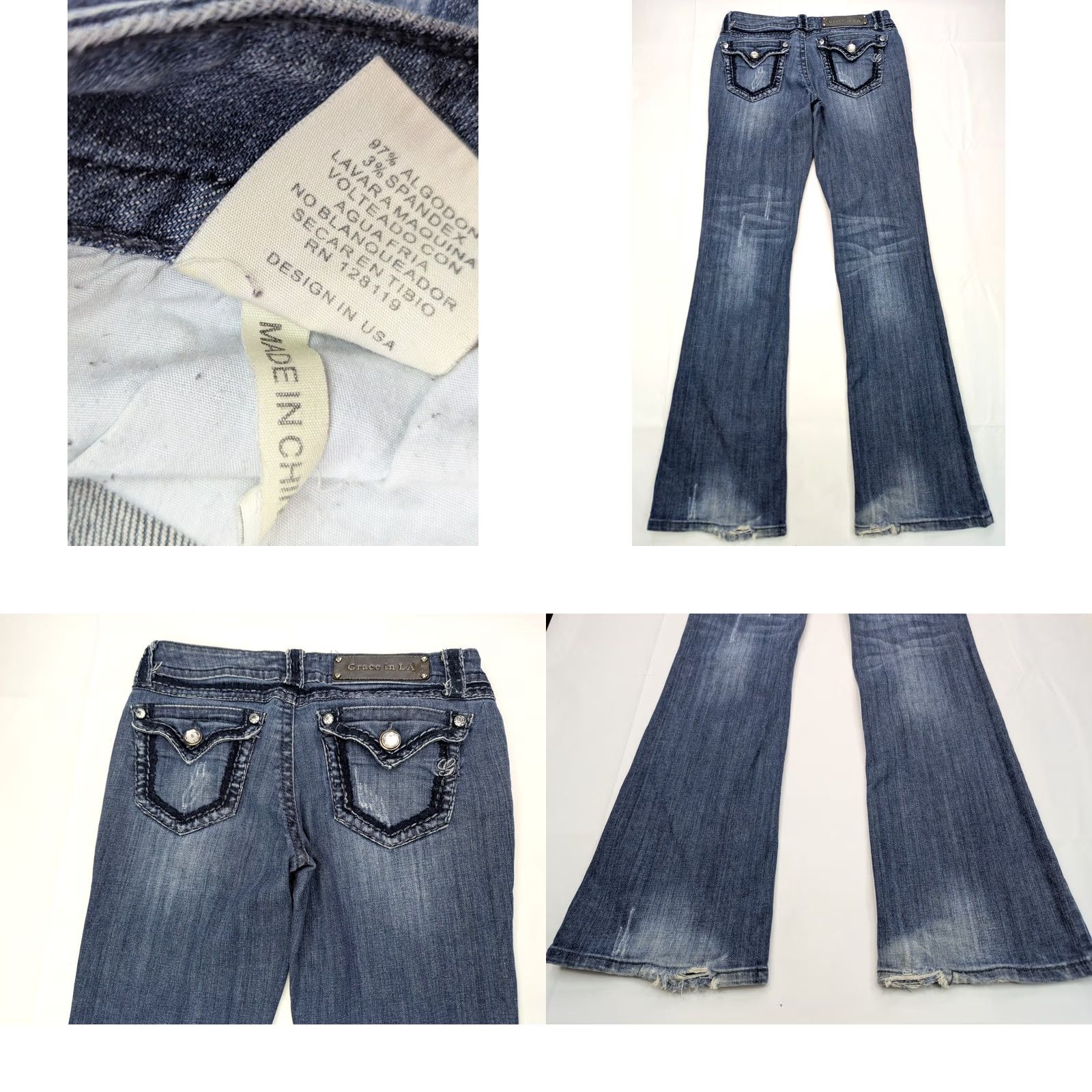 Grace in LA Grace In LA Jeans Bootcut Women's 30x33 Blue Distressed Denim 5-Pocket Regular XS? Size 30" / US 8 / IT 44 - 8 Thumbnail