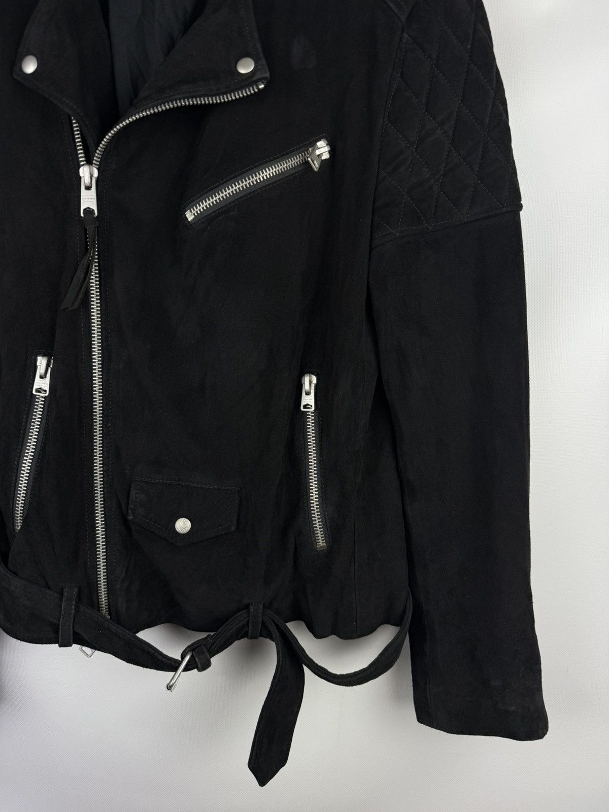 Allsaints Allsaints Bonson Biker Goat Leather Belted Suede Jacket Size US M / EU 48-50 / 2 - 6 Thumbnail