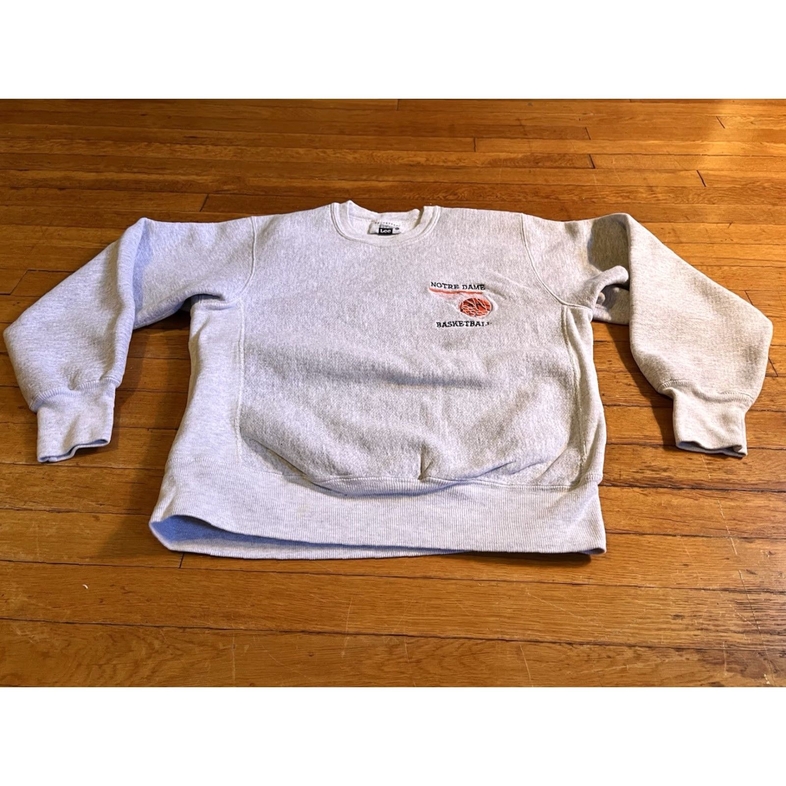 Lee VINTAGE Notre Dame Basketball Lee Cross Grain Sweatshirt M Grey 90s Size US M / EU 48-50 / 2 - 2 Thumbnail
