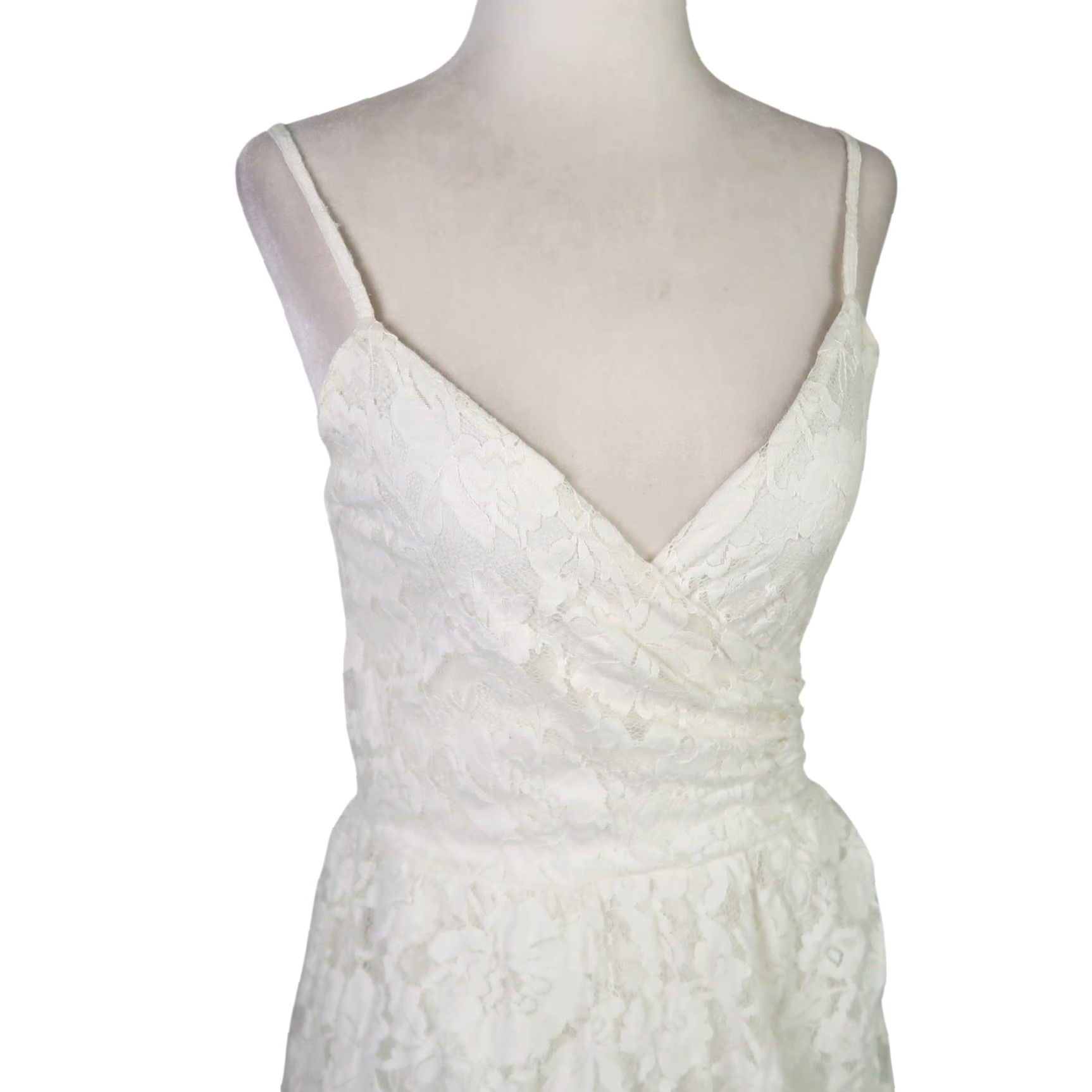 Abercrombie & Fitch Abercrombie & Fitch cream lace wrap style mini dress S Dress Women's Cream Floral Short Sleeveless Cotton Nylon Lace OS Size S / US 4 / IT 40 - 2 Thumbnail