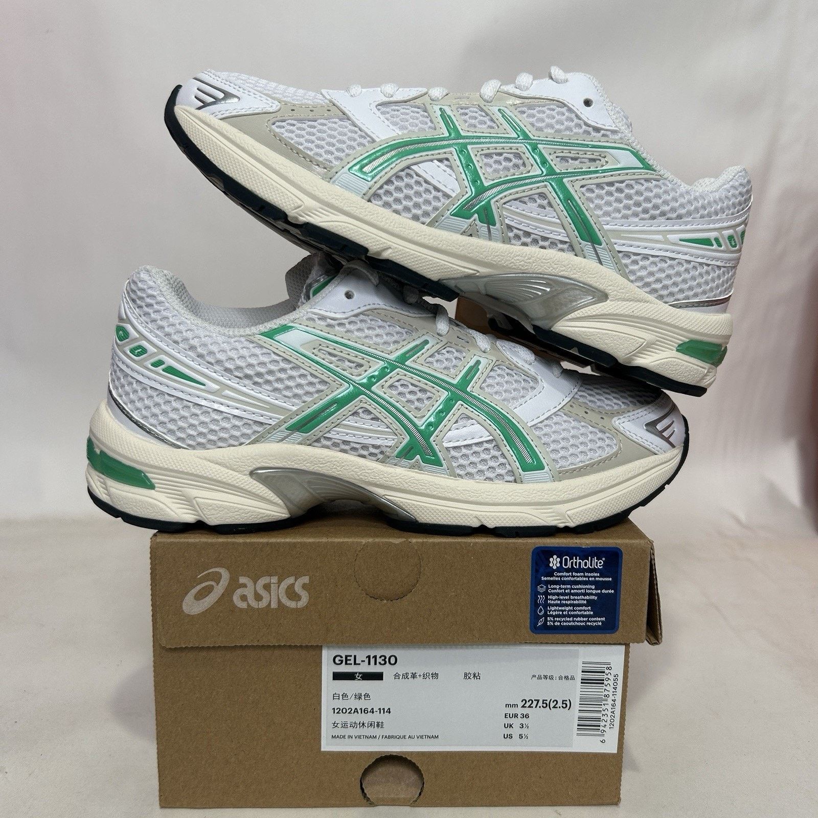 Asics ASICS Gel-1130 “White Malachite Green” Size US 5.5 / IT 35.5 - 1 Thumbnail