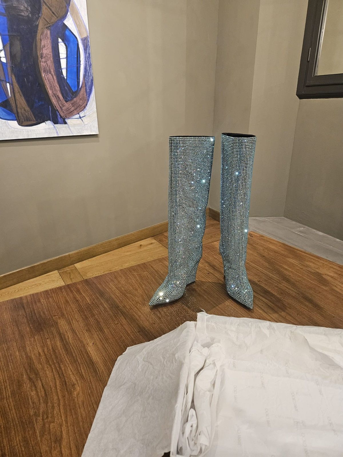 Jimmy Choo Jimmy Choo Malibu Mix Suede Knee-high Boots with Crystals Size US 9 / IT 39 - 4 Thumbnail
