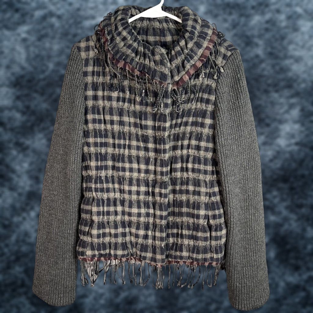 VINTAGE Piazza Sempione Wool Blend Pattern Jacket Women's Size 42 Gray Full Zip