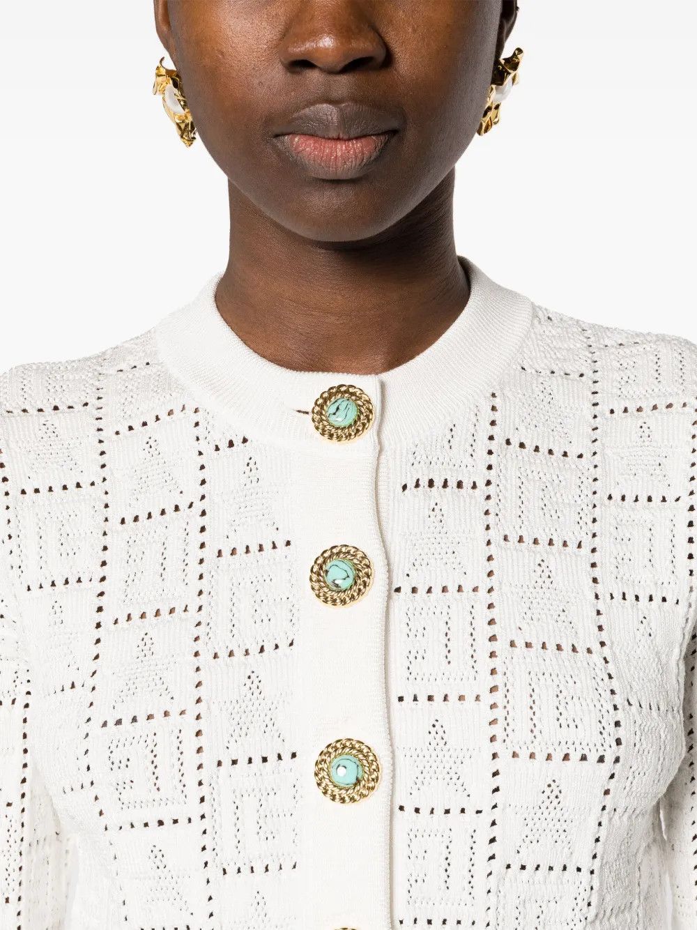 Balmain o1y0625 Cardigan in White Size M / US 6-8 / IT 42-44 - 2 Thumbnail