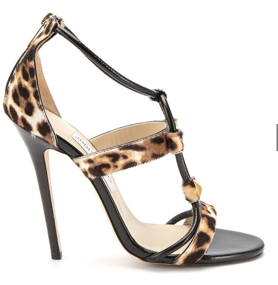 Jimmy Choo Jimmy Choo Sandal Pumps w animal print and gold hardware Size US 9.5 / IT 39.5 - 4 Thumbnail