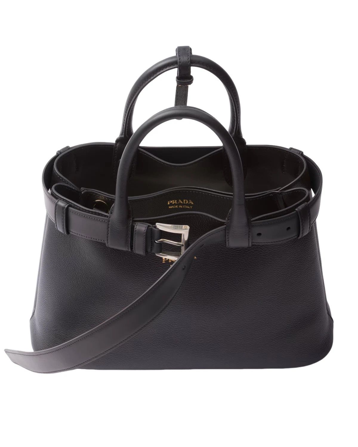 Prada PRADA Buckle Small Black Leather Top Handle Bag New Size ONE SIZE - 4 Thumbnail