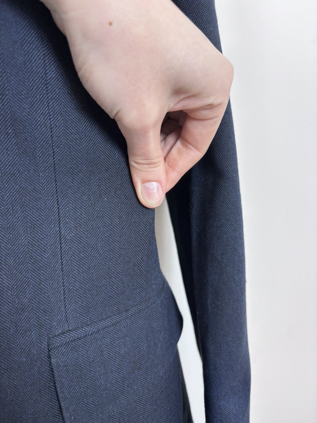 SCABAL Scabal Men’s Herringbone Navy Blue Cotton Blazer Jacket Size 40R - 10 Thumbnail
