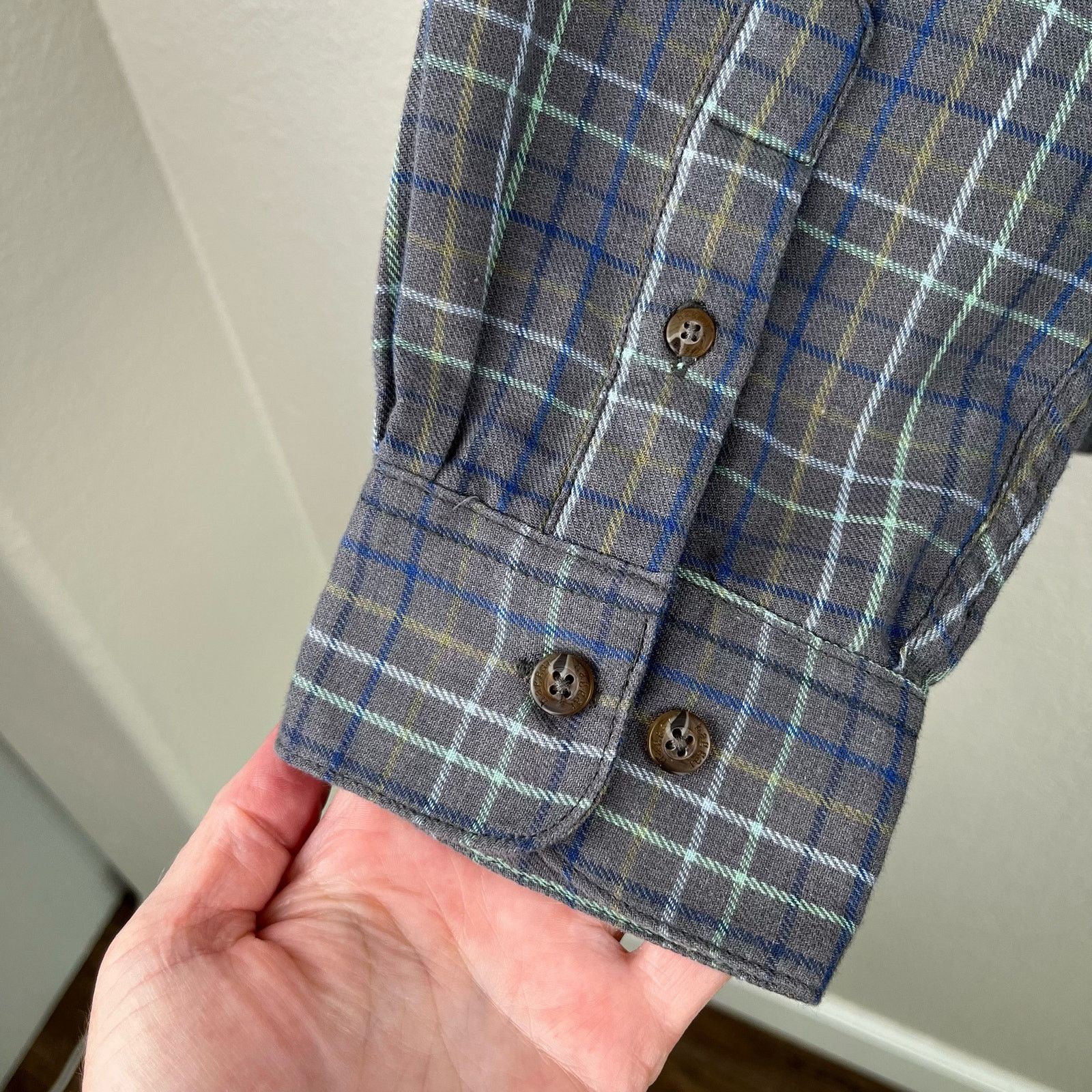 Flannel Haggar Long Sleeve Gray Button Front Plaid Flannel Shirt Size US XL / EU 56 / 4 - 11 Thumbnail