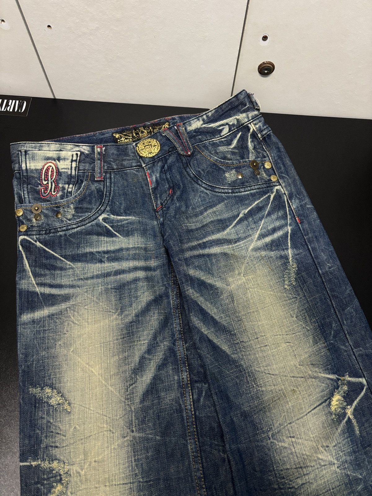 Japanese Brand Riobera Jeans Wide Flare Denim Jeans Size 31" - 6 Thumbnail