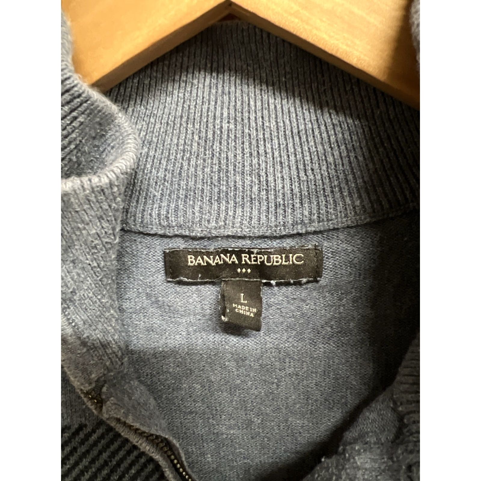 Banana Republic Banana Republic Mens Blue 1/4 Zip Pullover Sweater Size L Size US L / EU 52-54 / 3 - 3 Thumbnail