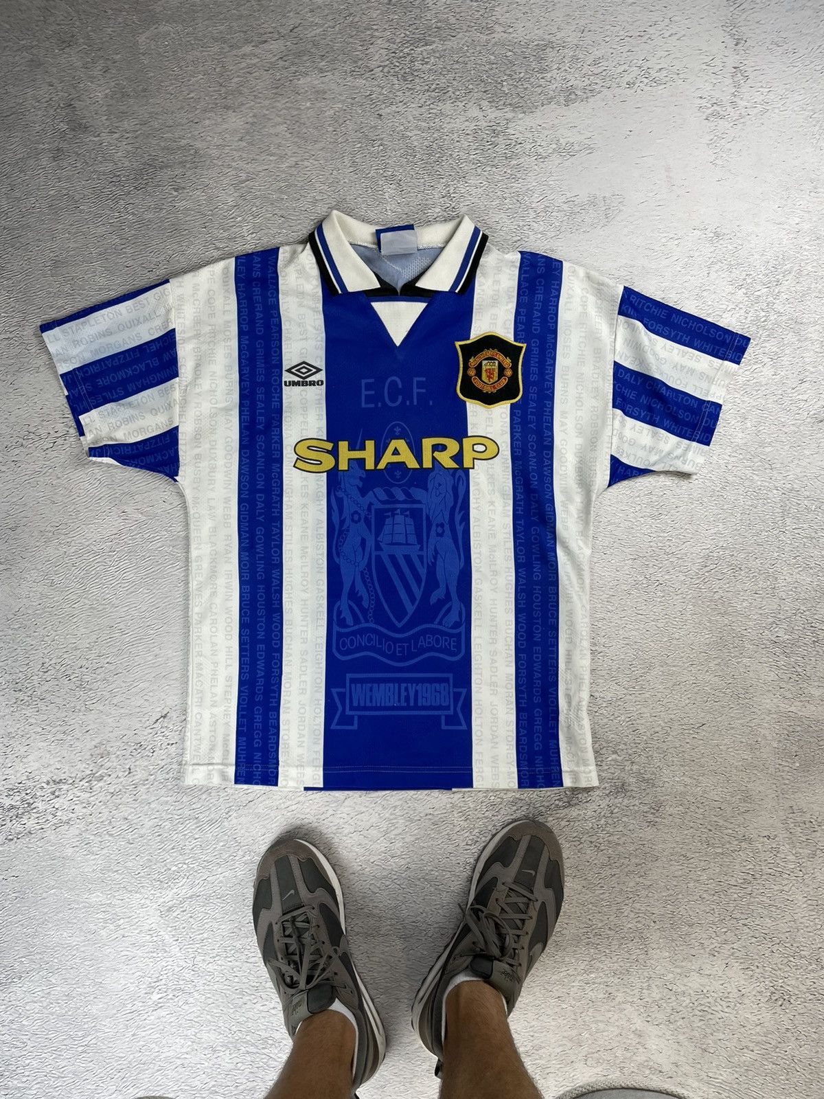 image of 90’S Cole Manchester United 1994/95 Umbro Soccer Jersey Y2K in Blue, Men's (Size Medium)