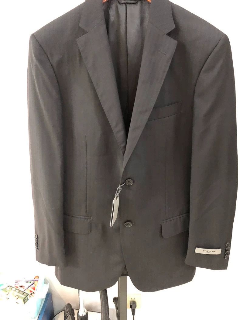 Givenchy Givenchy 100% Wool Men's Black Stripe Suit Jacket Size US M / EU 48-50 / 2 - 1 Thumbnail