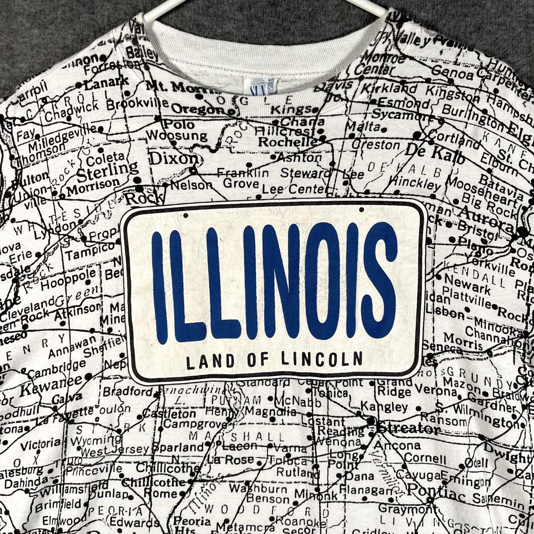Sunray Sportswear VINTAGE Sun Sportswear Shirt Mens 2XL White Illinois Map All Over Print USA 90s Size US XXL / EU 58 / 5 - 2 Thumbnail