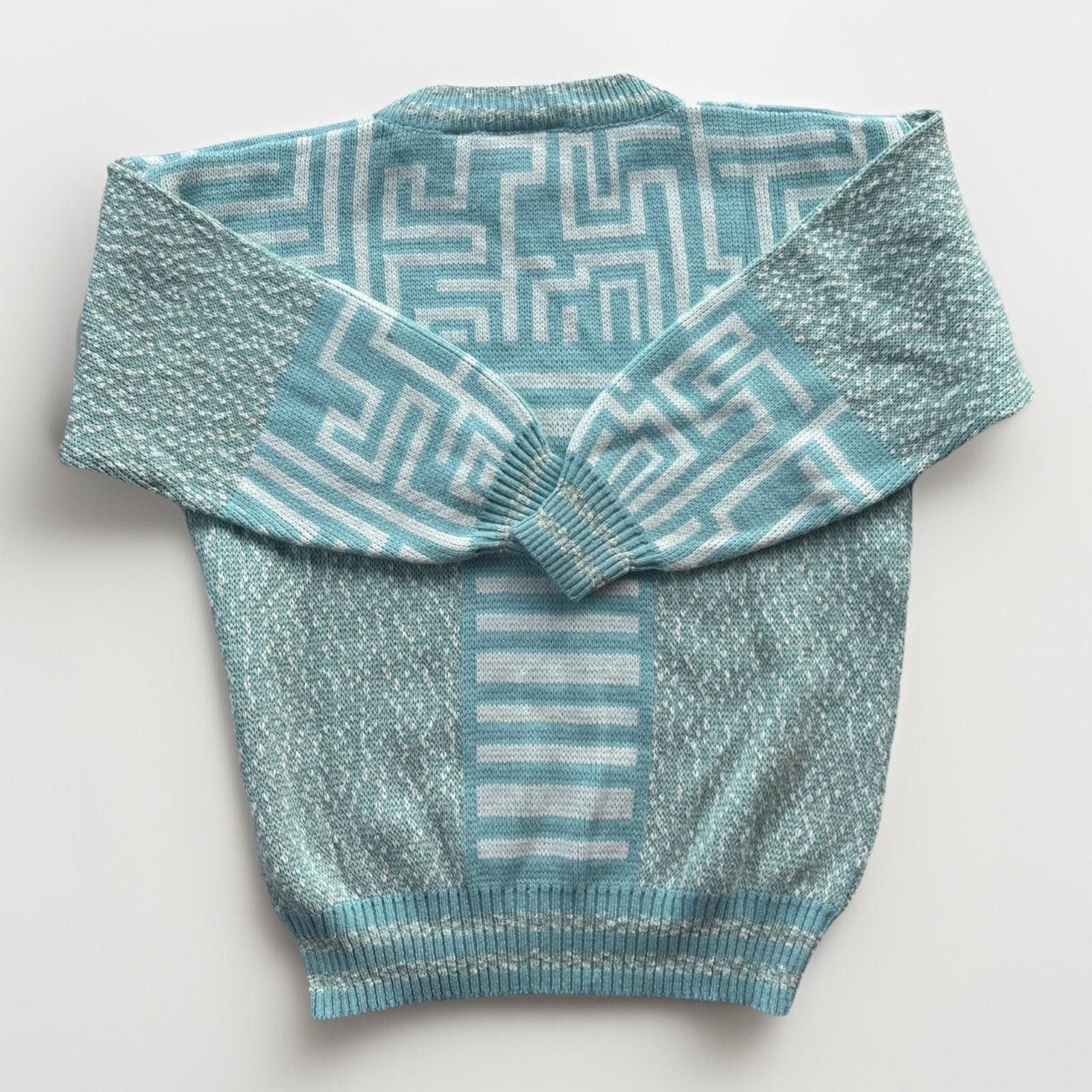Other In Private Preppy Sweater Vintage Blue White Pattern Knit Size M / US 6-8 / IT 42-44 - 6 Thumbnail