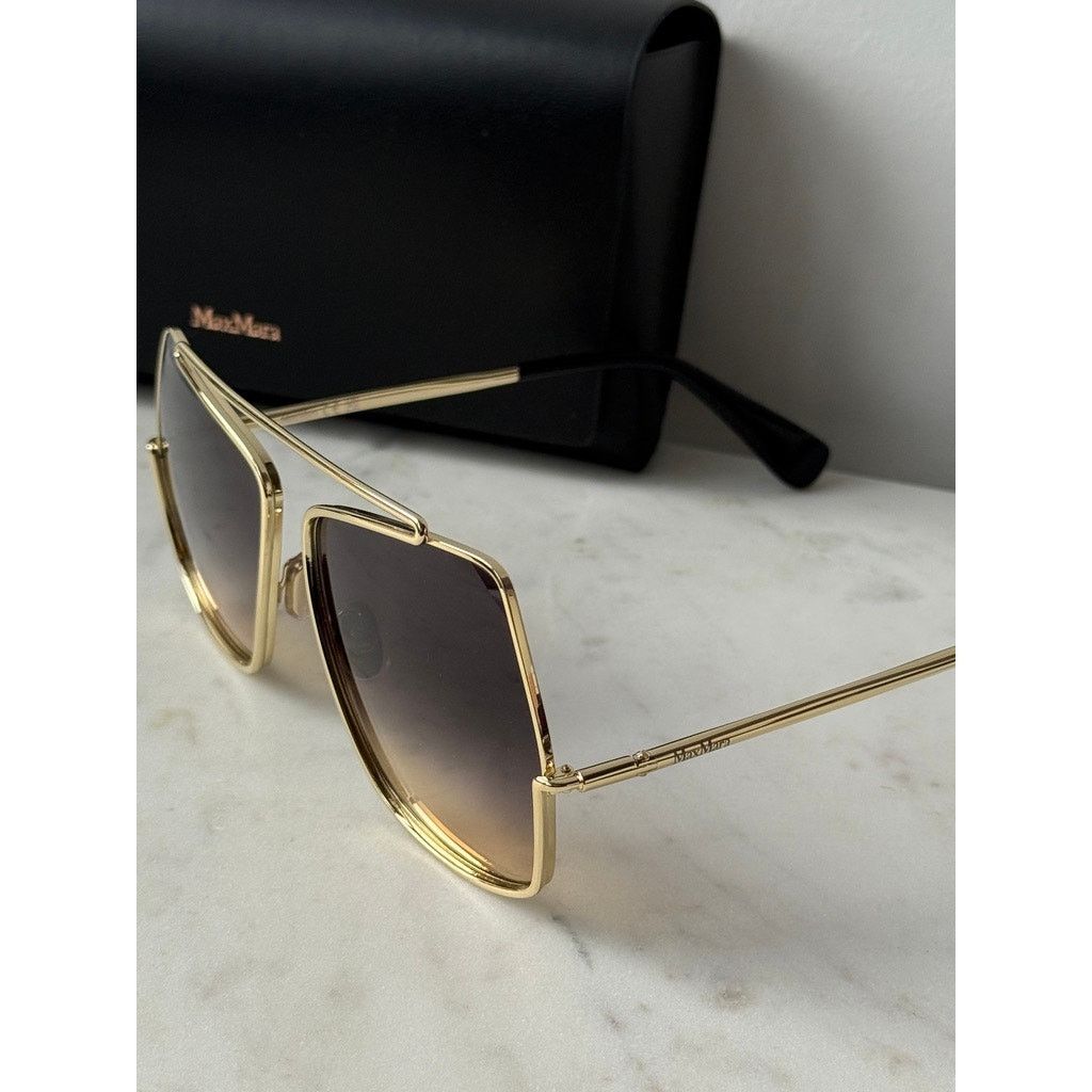 Max Mara NEW Max Mara MM0102 Petite Elsa Sunglasses Gold Smoke Size ONE SIZE - 4 Thumbnail