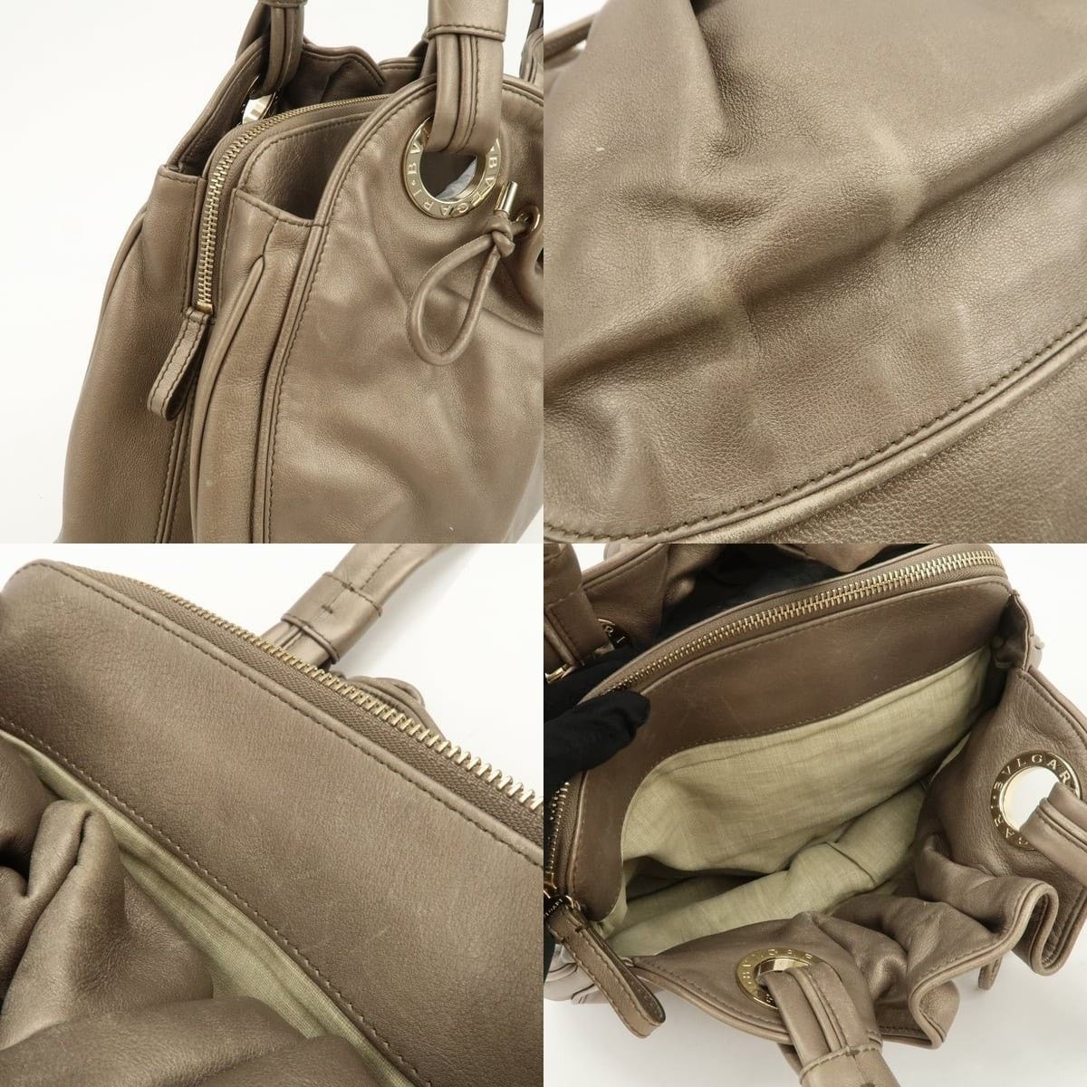 Bvlgari Bvlgari Drawstring Leather Shoulder Bag Tan Size ONE SIZE - 6 Thumbnail