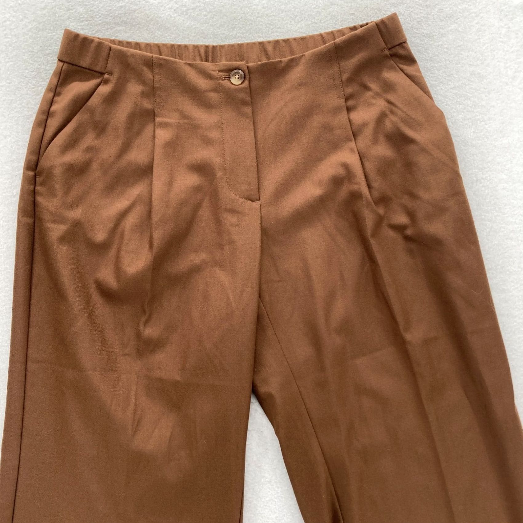 J. Jill J. Jill Wide Leg Pants Women's 12P Petite Chestnut Brown Stretch Pleated Preppy Pants Size 34" / US 12 / IT 48 - 2 Thumbnail