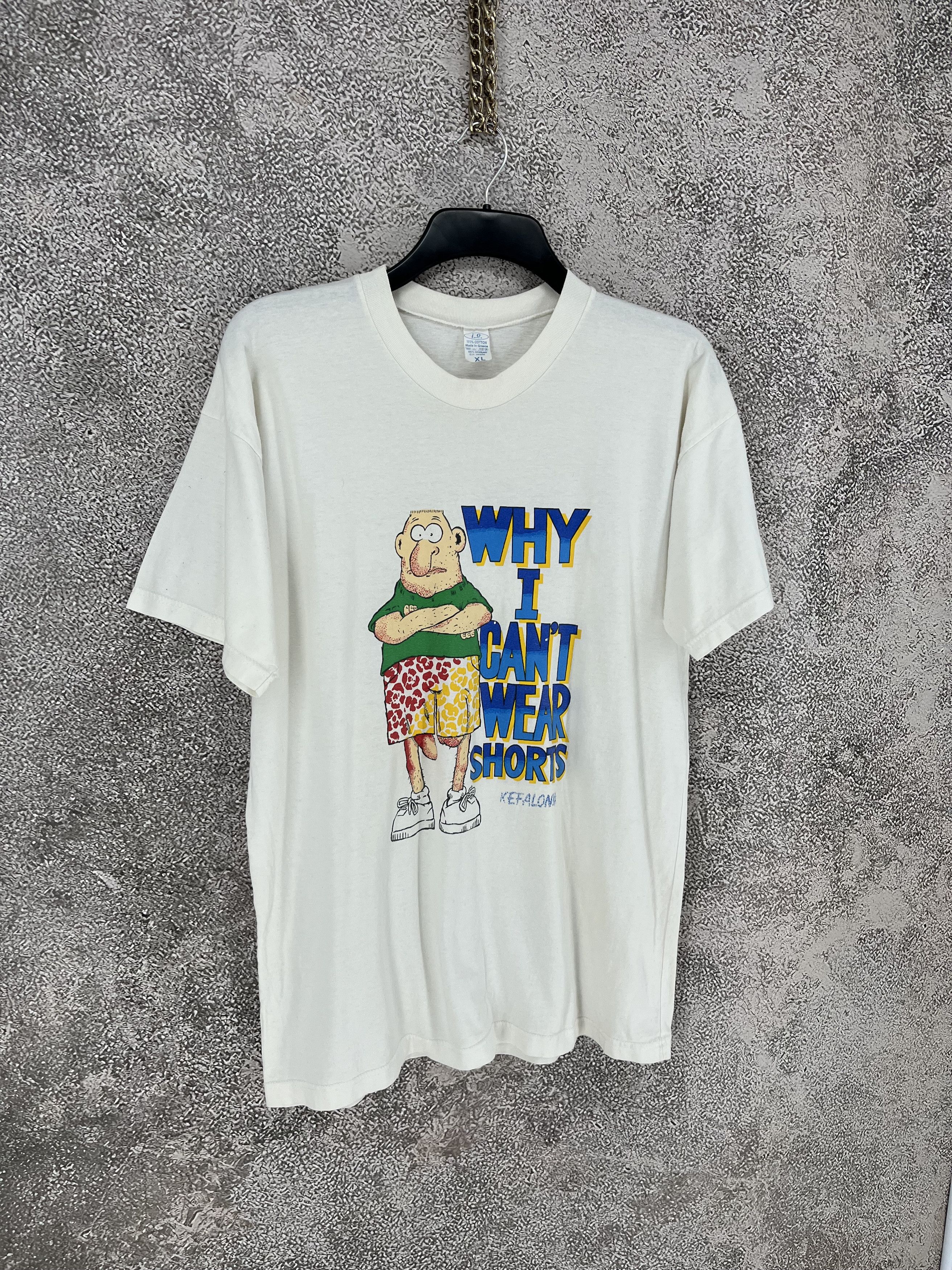 Vintage Y2K 90’s Vintage Why I Can’t Wear Shorts Funny T Shirt Size US XL / EU 56 / 4 - 3 Thumbnail