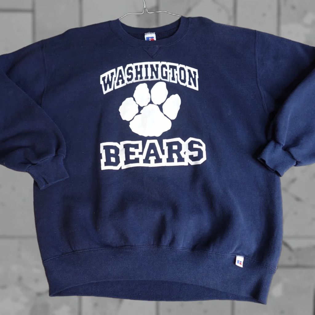 Vintage VINTAGE Washington Bears Sweatshirt Large Blue Basketball Team Russell Athletic Mens L Crew Neck Pullover Graphic Print venues: None Size US L / EU 52-54 / 3 - 1 Thumbnail