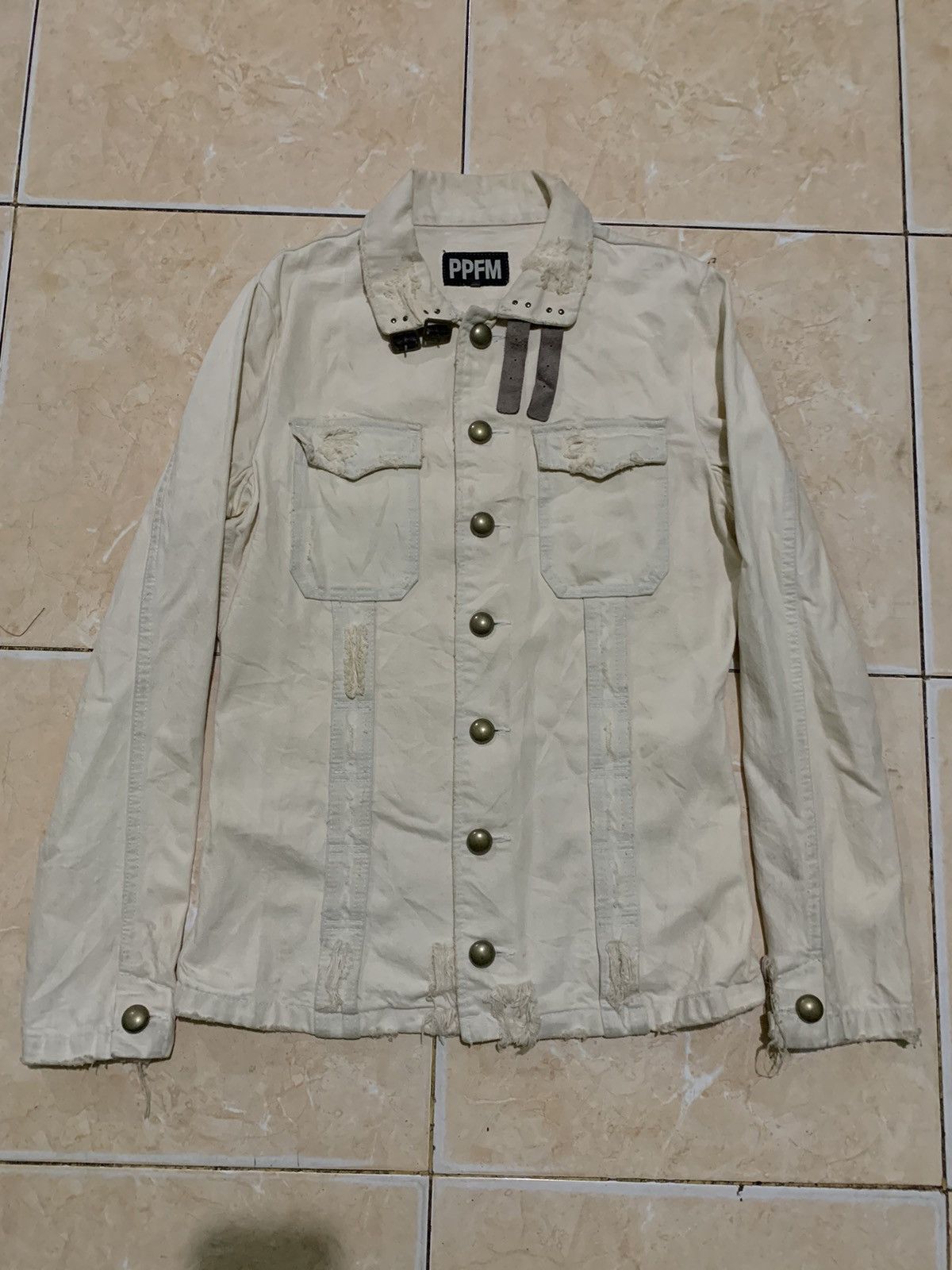 PPFM 2000s PPFM distressed punk japan thumb hole denim jacket Size US M / EU 48-50 / 2 - 1 Thumbnail