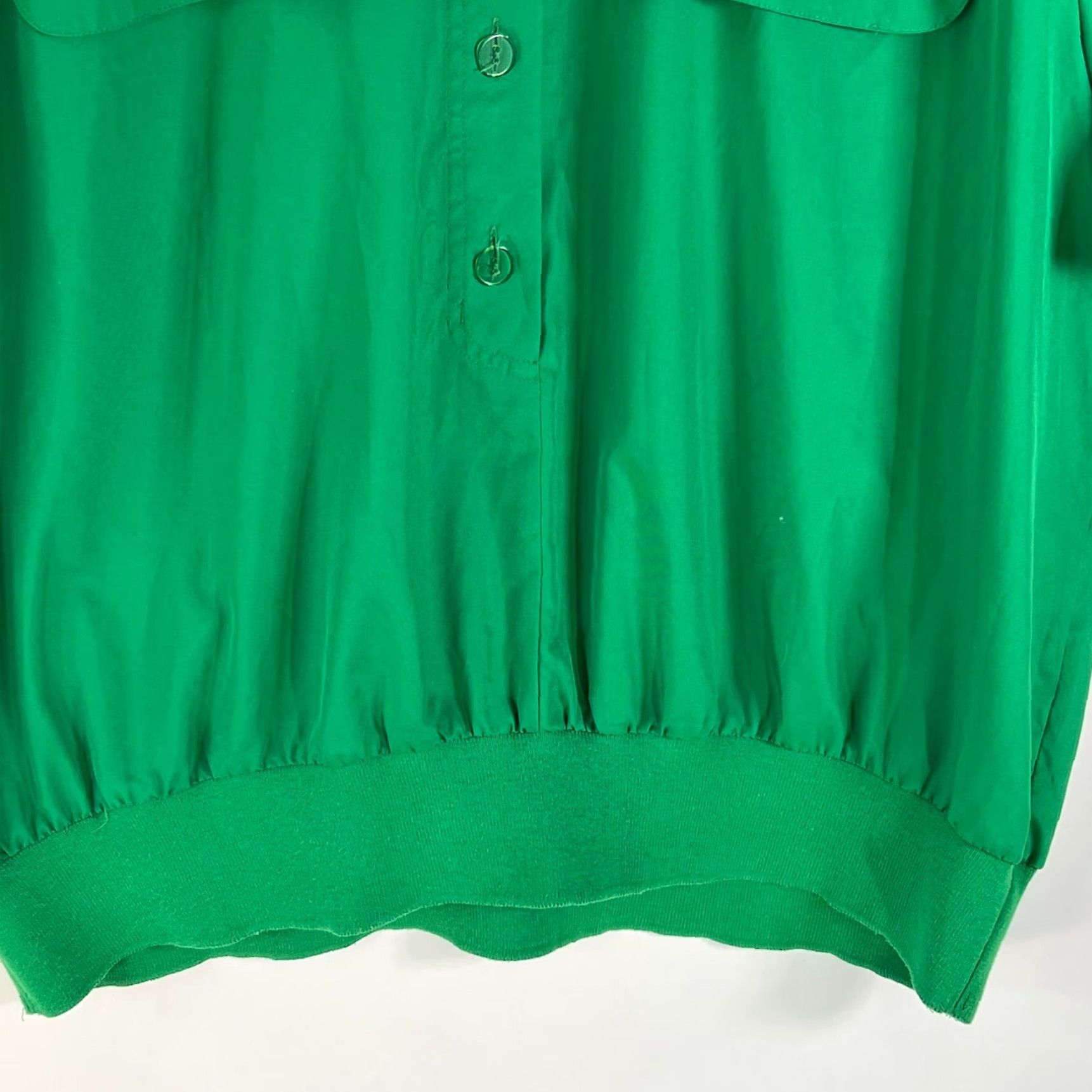 Vintage Chaus Blouse Shirt Womens Green Short Sleeve Henley Button Casual 16W Stretch Hem 100% Polyester Size XXL / US 16-18 / IT 52-54 - 4 Thumbnail