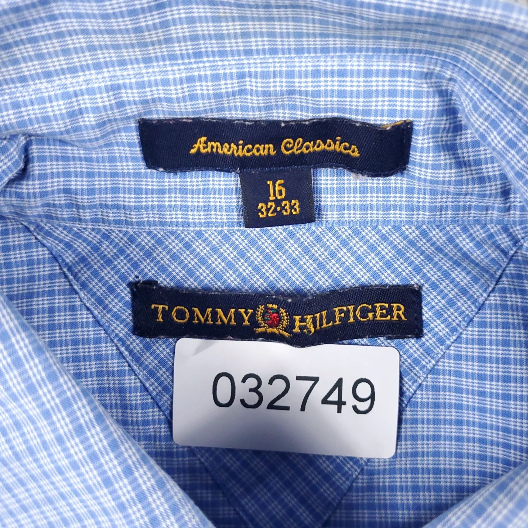 Tommy Hilfiger Tommy Hilfiger Dress Shirt Mens 16 Blue Check Button Up Long Sleeve Casual Size 42R - 8 Thumbnail