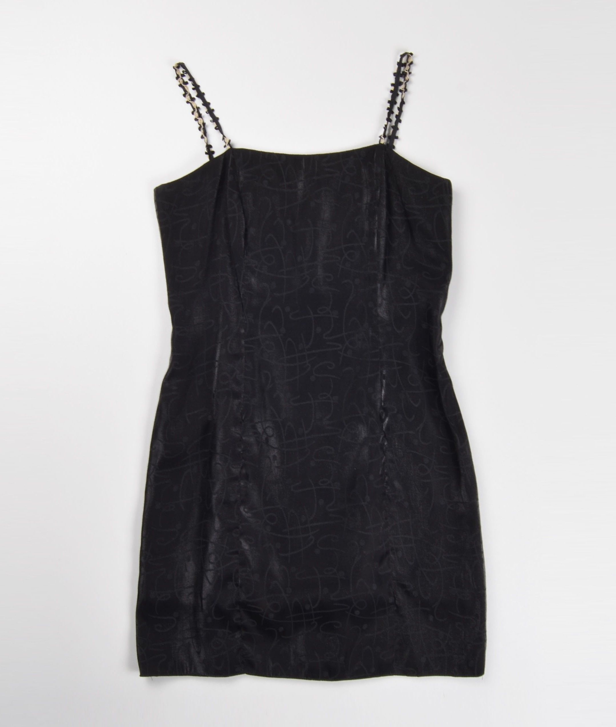 Vintage Vintage Dimols Y2K Black Satin Textured Straps Mini Dress Size M / US 6-8 / IT 42-44 - 4 Thumbnail