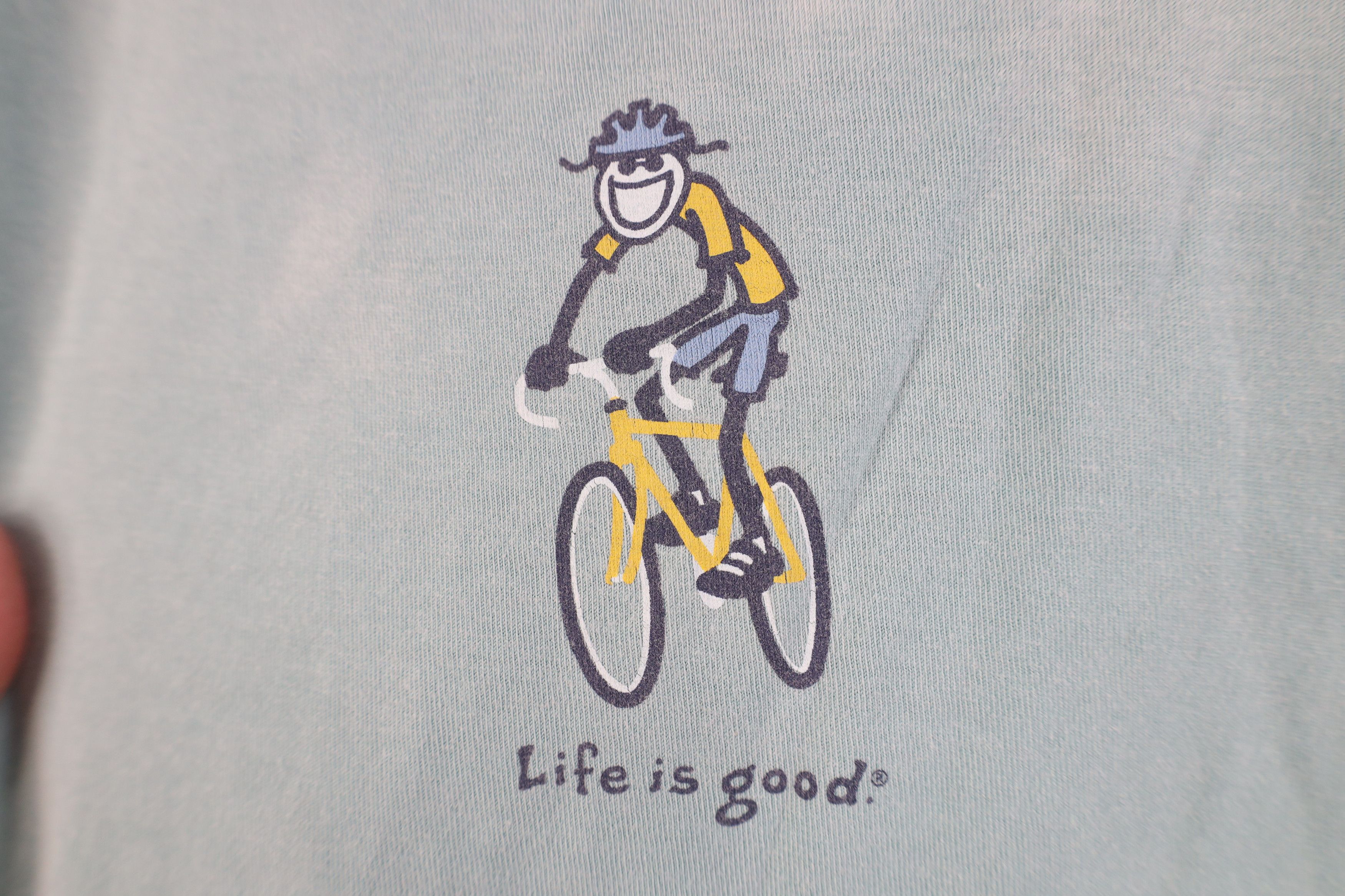 Life is Good Life Is Good Spell Out Cycling Bicycle T-Shirt Teal Cotton Size M / US 6-8 / IT 42-44 - 4 Thumbnail