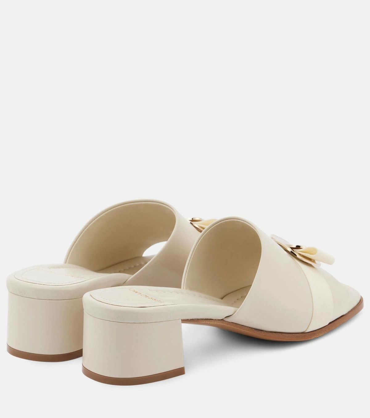 Salvatore Ferragamo o1s1rm0526 Zelie Nappa Leather Mules in Off-White Size US 11 / IT 41 - 4 Thumbnail