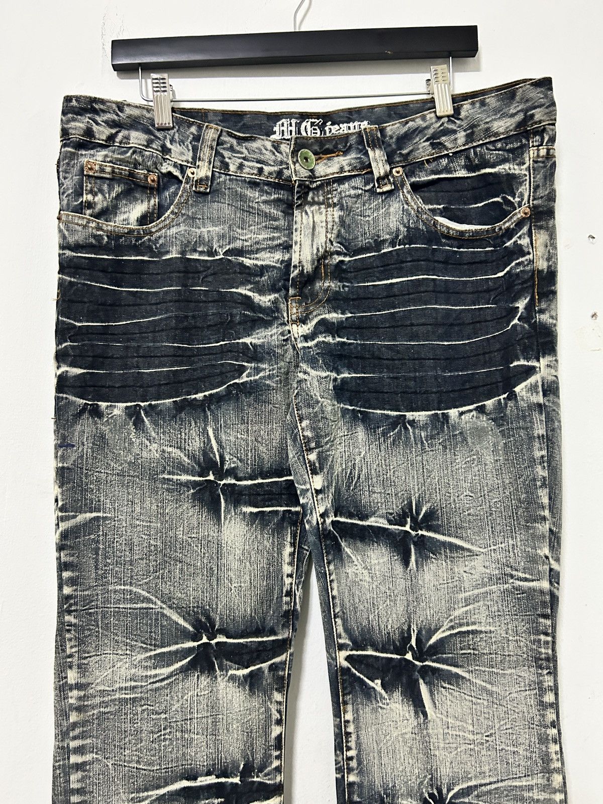 If Six Was Nine Vintage Japanese Flare Jeans Sick Acid Wash Design Size US 36 / EU 52 - 4 Thumbnail