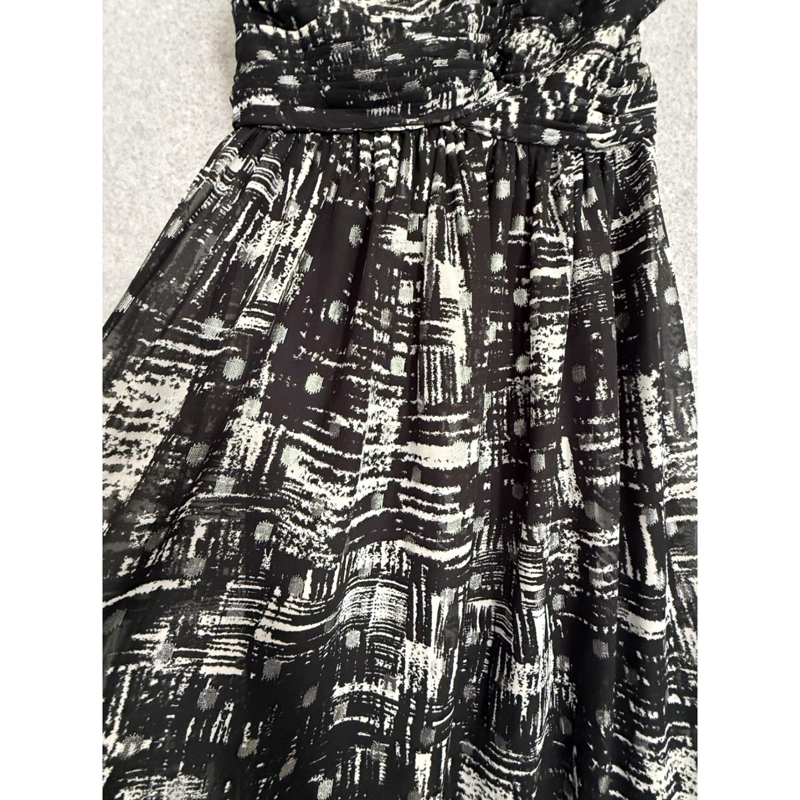 Calvin Klein Calvin Klein Dress Womens 4 Black Geometric Chiffon Strapless Sweetheart Maxi Size S / US 4 / IT 40 - 3 Thumbnail