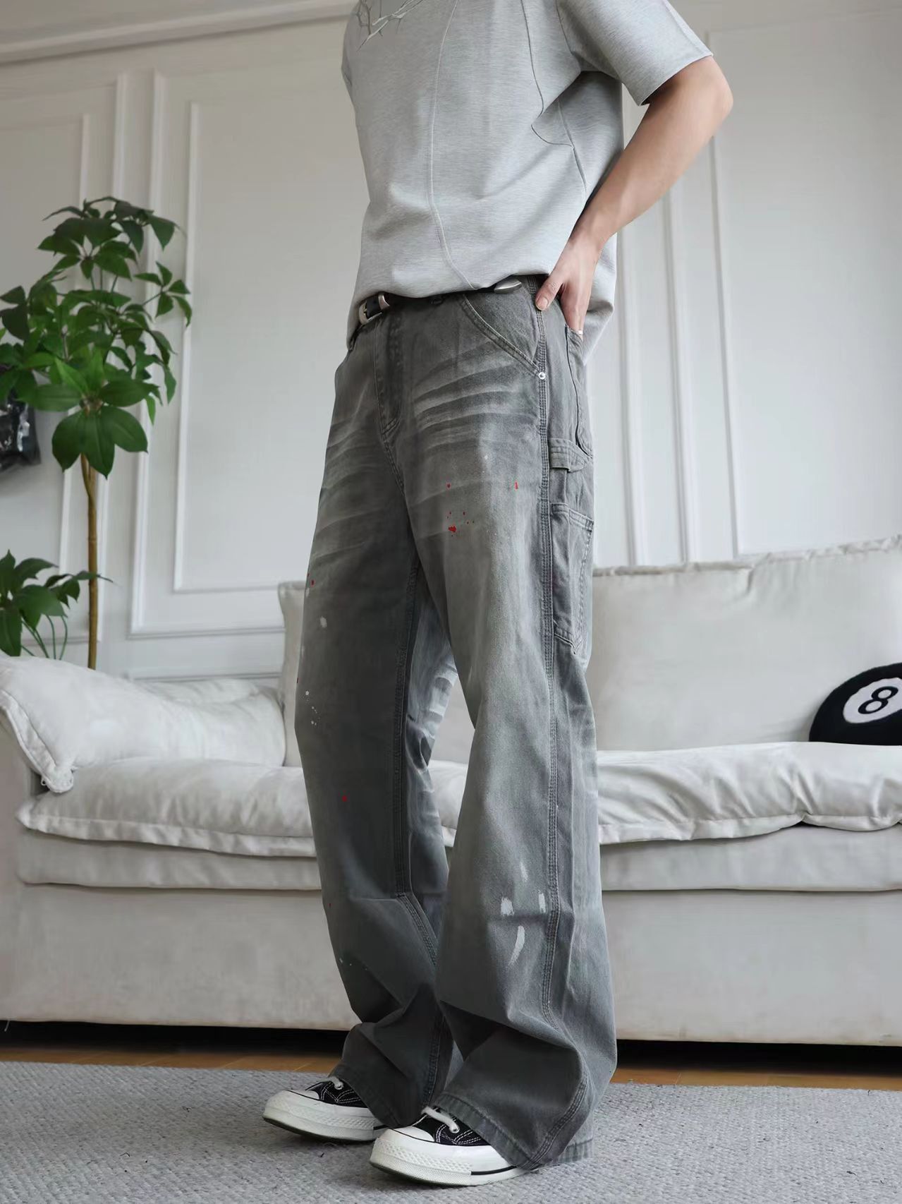 Other Wash-effect gray loose-fit straight-leg work pants Size US 31 - 1 Thumbnail