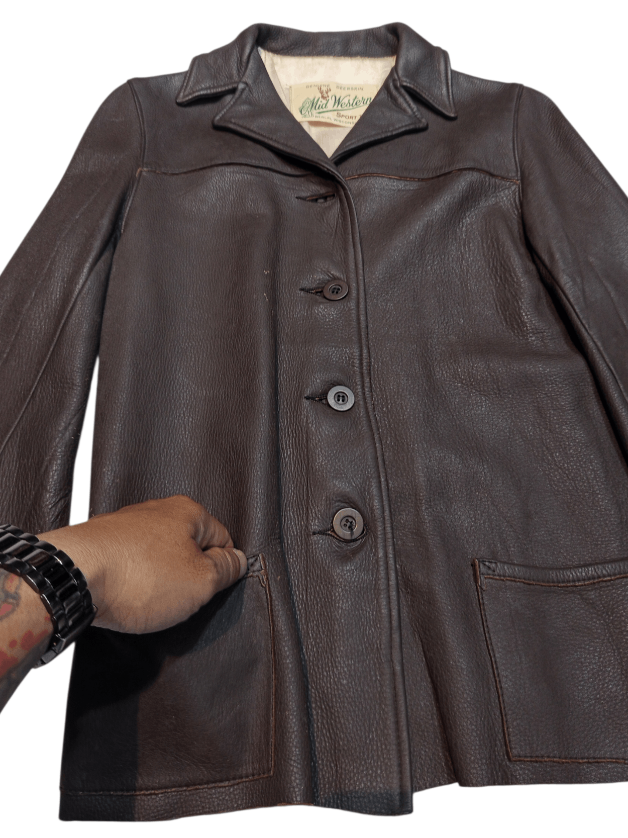 Vintage 1950s Mid Western Sport Togs Deerskin Leather Jacket Size S / US 4 / IT 40 - 1 Thumbnail