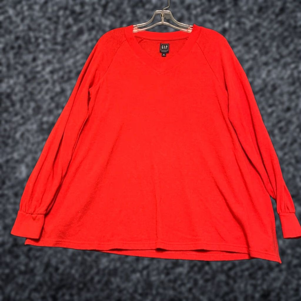 Gap Gap Nursing Top Womens Maternity Red Cotton Stretch V-Neck Raglan Sleeve Blouse; Pullover, Long Sleeve, Solid, Casual Size M / US 6-8 / IT 42-44 - 1 Thumbnail