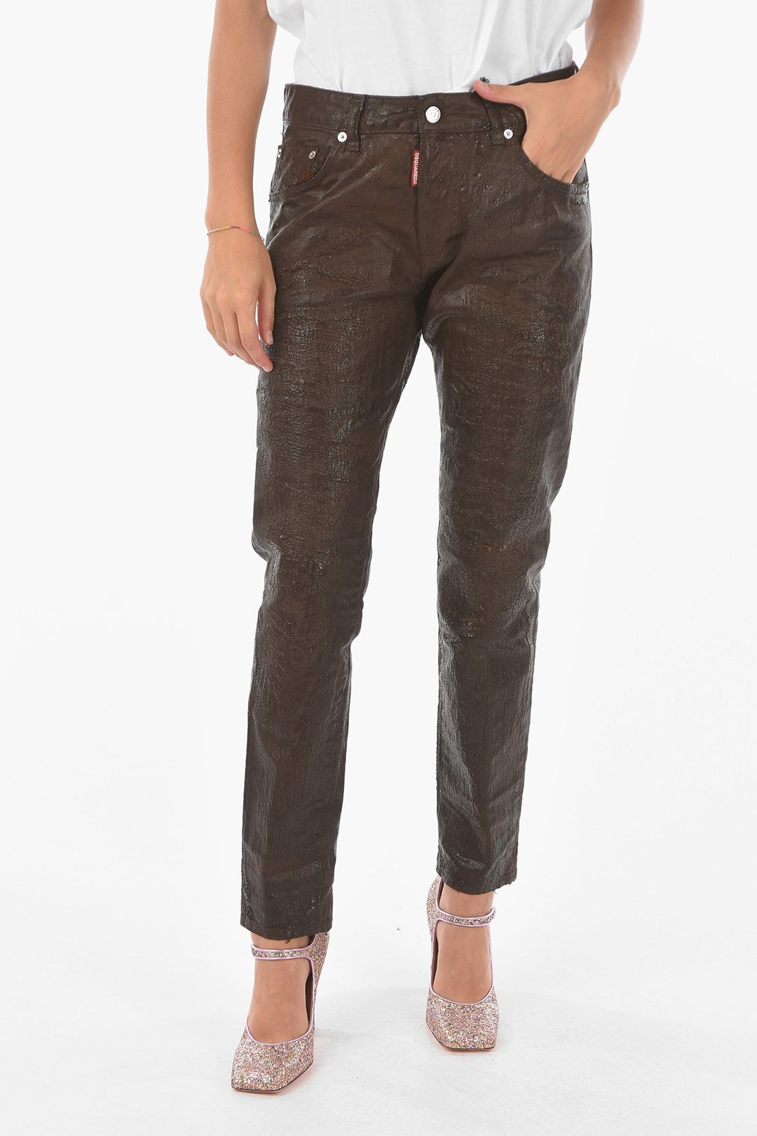 image of Dsquared2 Og1Mm0124 Denim In Brown, Women's (Size 26)