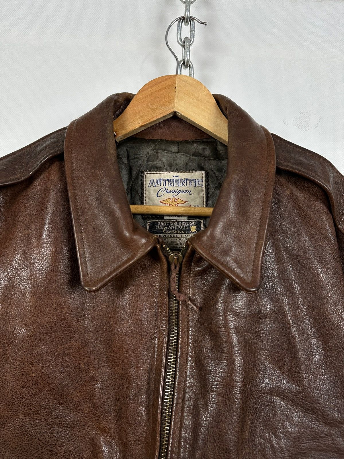 Chevignon Vintage Chevignon France A-2 Brown Heavy Leather Jacket Size US XL / EU 56 / 4 - 7 Thumbnail