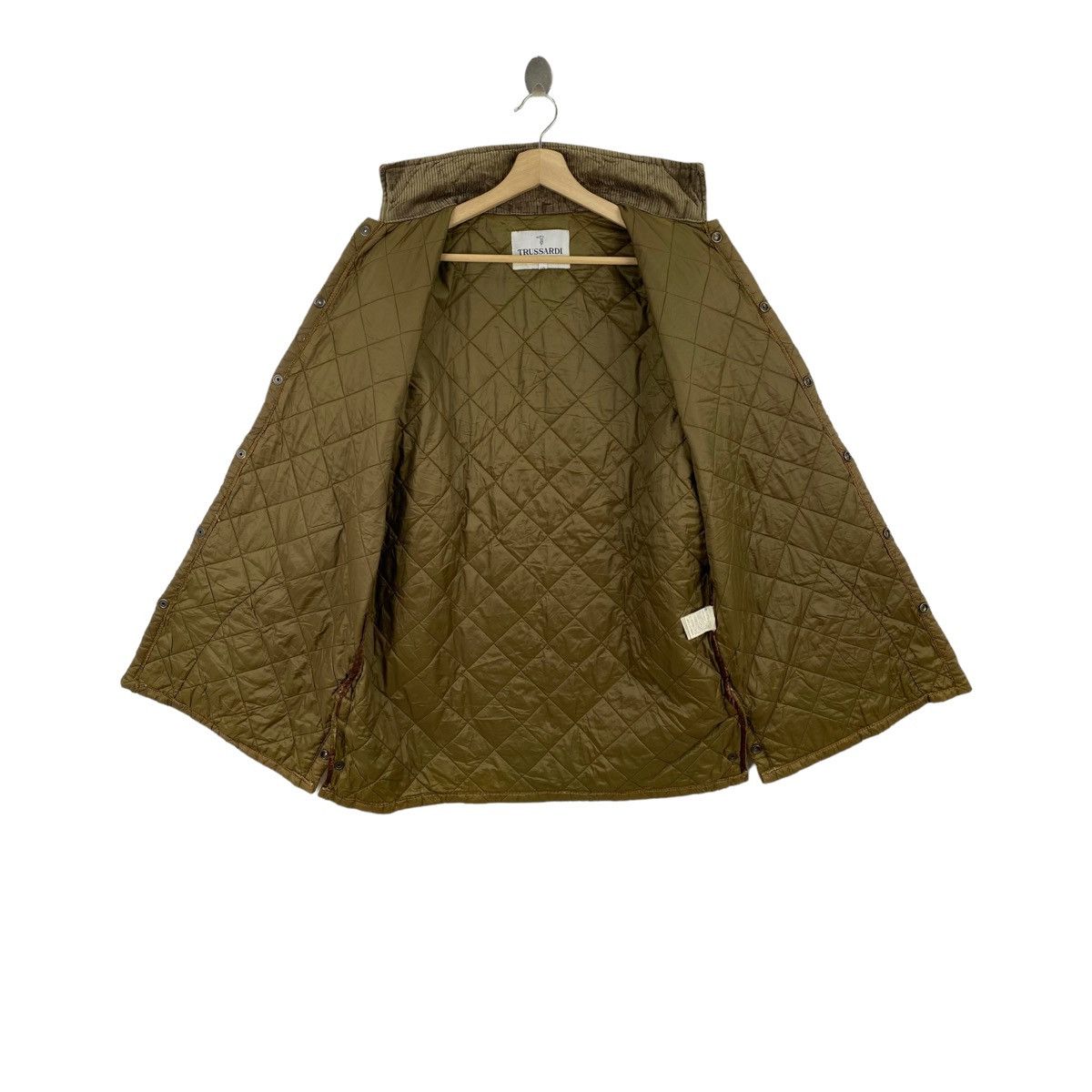 Trussardi TRUSSARDI SPORT Italian Brand Button Up Quilted Khaki Coat Size US L / EU 52-54 / 3 - 3 Thumbnail