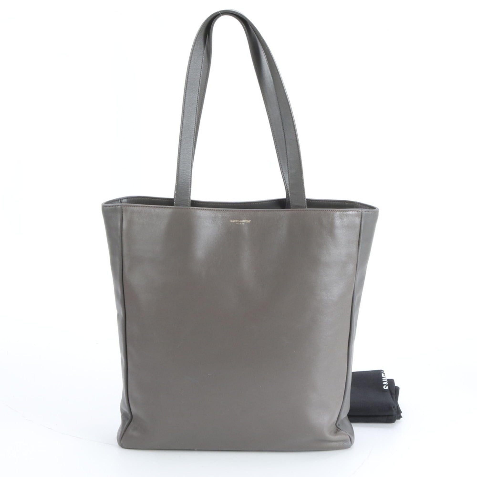 YVES Saint Laurent YSL 320899 Leather Tote Bag Shoulder Handbag Gray Women's in Grey