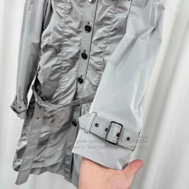 Burberry Burberry Long Silver Pleated Trench Coat. Size L / US 10 / IT 46 - 4 Thumbnail